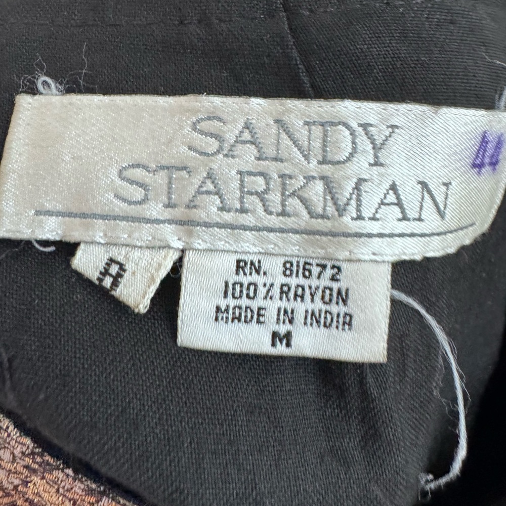 SANDY STARKMAN Vintage 90s Brocade Metallic Skirt w/ Gold Coin Details Size 8 - Picture 6 of 6